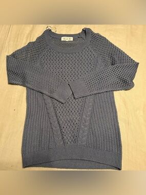 Pink Rose Women's Scoopneck Knit Sweater - Gray Blue